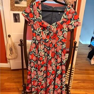 Modcloth Red and Green Floral Dress